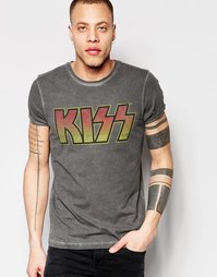 Футболка с принтом Kiss ASOS - Серый
