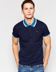 Футболка-поло из ткани пике с контрастным воротником Jack &amp; Jones