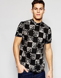 Рубашка стандартного кроя с монохромным принтом ASOS - Черный