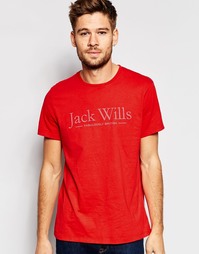 Красная футболка классического кроя с принтом Jack Wills