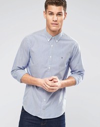 Синяя оксфордская рубашка классического кроя в полоску Tommy Hilfiger