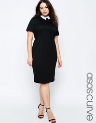 Облегающее платье с контрастным воротником ASOS CURVE - Черный