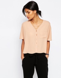 Укороченная блузка с V‑образным вырезом ASOS - Stone