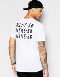 Белая футболка с повторяющимся принтом Nike SB 789445-100 - Белый