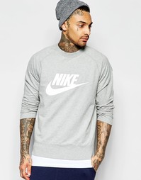 Серый свитшот с круглым вырезом и логотипом Nike AW77 728687-063