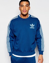 Синий oversize-свитшот с фирменной отделкой adidas Originals B10662