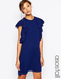 Цельнокройное платье мини с оборками ASOS TALL - Темно-синий