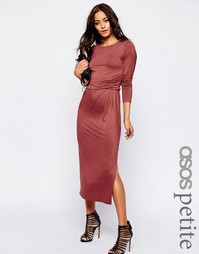 Платье макси с длинными рукавами и отделкой на талии ASOS PETITE City