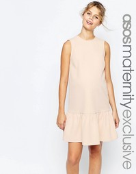 Цельнокройное платье с баской для беременных ASOS Maternity - Blush