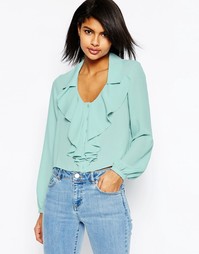 Укороченная блузка с оборкой ASOS - Зеленый