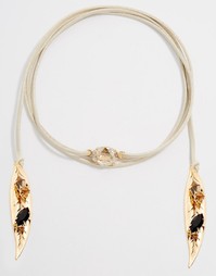 Ожерелье-чокер со стразами Swarovski и перьями Krystal