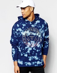 Худи через голову с эффектом тай‑дай и принтом ASOS - Синий