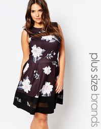 Короткое приталенное платье с цветочным принтом и сетчатыми вставками Praslin