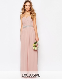 Шифоновое платье‑бандо макси TFNC WEDDING - Бледный розовато-лиловый