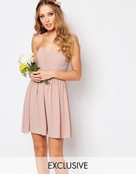 Шифоновое платье‑бандо мини TFNC WEDDING - Бледный розовато-лиловый