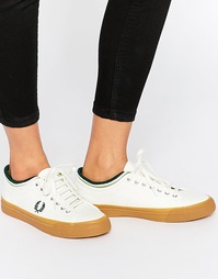 Белые холщовые кроссовки с каучуковой подошвой и контрастным кантиком Fred Perry