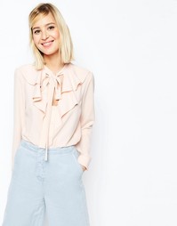 Блузка с рюшами и завязкой ASOS - Blush