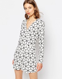 Комбинезон с запахом и геометрическим принтом ASOS - Мульти
