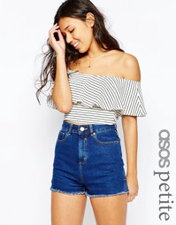 Укороченный топ в полоску с открытыми плечами ASOS PETITE - Мульти