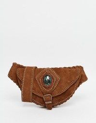 Кожаная сумка-кошелек на пояс с полудрагоценным нефритом Hiptipico