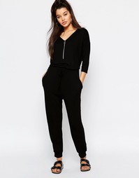 Трикотажный комбинезон на молнии Missguided - Черный