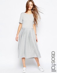 Платье миди с плиссировкой ASOS TALL - Серый