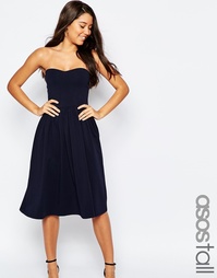 Сарафан миди с лифом-бандо ASOS TALL - Темно-синий