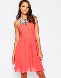 Короткое приталенное платье с отделкой горловины Little Mistress Tall