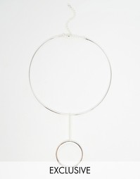 Ожерелье с круглой подвеской Monki - Серебряный