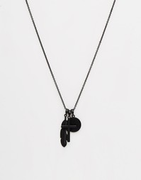 Матовое черное ожерелье с подвесками и крестом Chained &amp; Able - Черный
