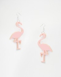 Серьги-подвески с фламинго Suzywan - Розовый