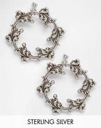 Посеребренные серьги-кольца Regal Rose DARK WREATH - Серебряный