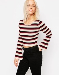 Укороченный топ в полоску Only Himle - Black with stripes