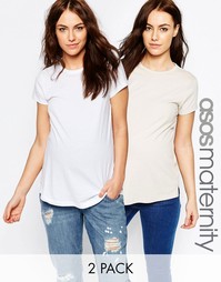 Набор из 2 оversize-футболок для беременных в льняном стиле ASOS Mater