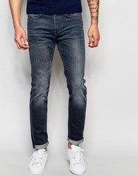 Серые стретчевые джинсы слим Edwin Jeans ED-80 CS - Темный состаренный