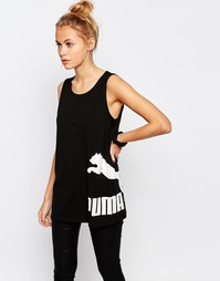 Прямая удлиненная майка с логотипом сбоку Puma - Черный