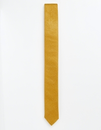 Узкий фактурный галстук горчичного цвета ASOS - Горчичный