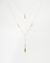 Многослойное ожерелье с перьями ASOS - Золотой