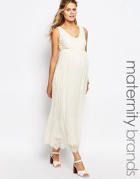 Кружевное платье макси Mamalicious Premium - Кремовый Mama.Licious