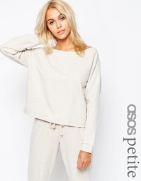Меланжевый трикотажный свитшот с открытыми плечами ASOS PETITE LOUNGE