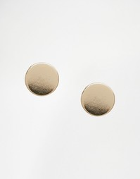 Гладкие серьги-гвоздики с диском ASOS - Золотой