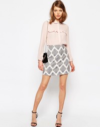 Мини-юбка А-силуэта из премиального жаккарда ASOS