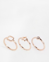 Комплект из 3 незамкнутых и отделанных кристаллами колец ASOS