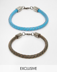 Набор кожаных браслетов Simon Carter эксклюзивно для ASOS - Синий
