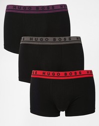 3 пары черных боксеров‑брифов с логотипом на поясе Hugo Boss - Черный