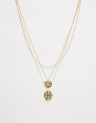 Многоярусное ожерелье с монетками ASOS - Золотой