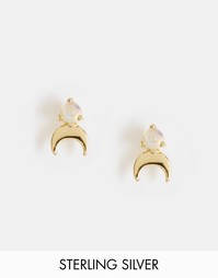 Позолоченные серебряные серьги-гвоздики с опалом ASOS