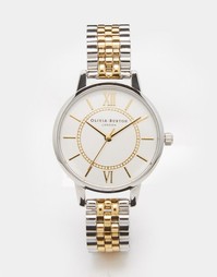 Серебристые с золотистым часы-браслет Olivia Burton Wonderland
