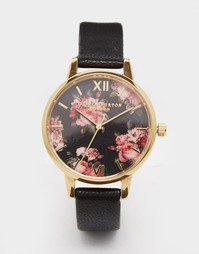 Часы с черным кожаным ремешком Olivia Burton Winter Garden - Черный