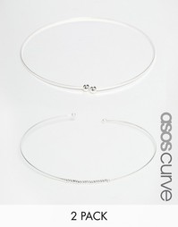 Комплект из 2 изящных разомкнутых браслетов ASOS CURVE - Серебряный